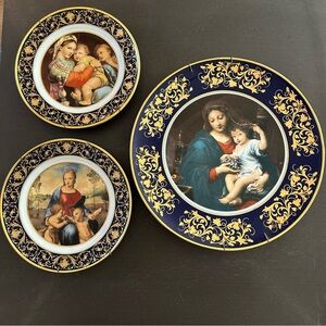Vintage German Porcelain Collector Plates 22k gold - Madonna & Child (set of 3)